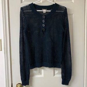 🌷3 for$20🌷Nat’l Velvet, US S, Navy Blue Long Sleeved Open Knit Sweater